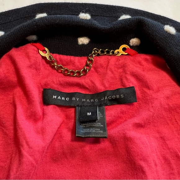 Marc Jacobs Textured Polka Dot Knit Sweater Pea Coat Cardigan Jacket Size Medium - Picture 9 of 13